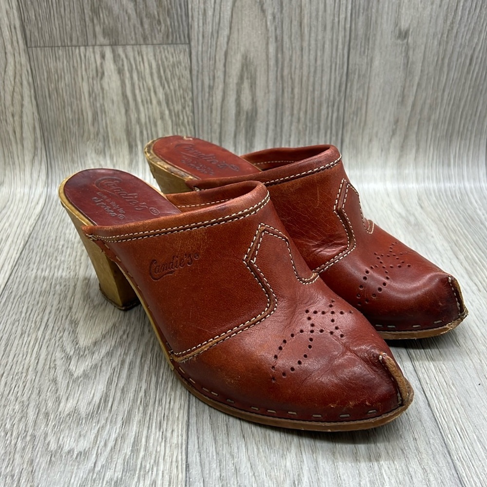Vintage Candie’s Leather Mule, chunky heel